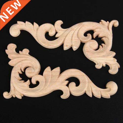 1 Pair Wood Carved Onlay Corner Appliques 15x8cm Unpainted W
