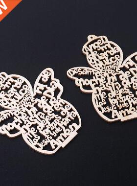12 Pcs/Pack Wooden Hollow Out Angel Doll Ornaments Pendants