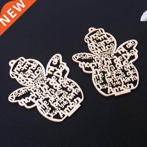 12 Pcs/Pack Wooden Hollow Out Angel Doll Ornaments Pendants