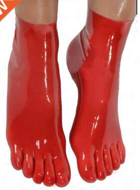 Unisex Short Latex Fetish 5 Toes Sock Skin Tight Seamless G
