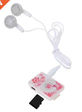 Clip Floral Pattern Music MP3 Player 32GB TF Card With USB