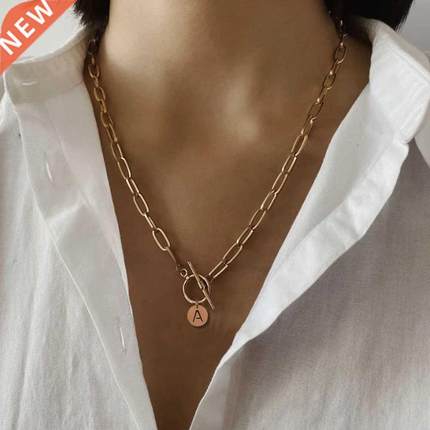 Punk Women's Neck Chain Letter Initial Toggle On the Neck Pe