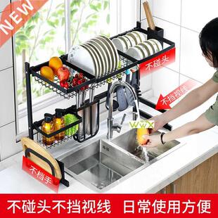 Kitchen Shelf, Black Stainless Steel Sink, Bowl Rack