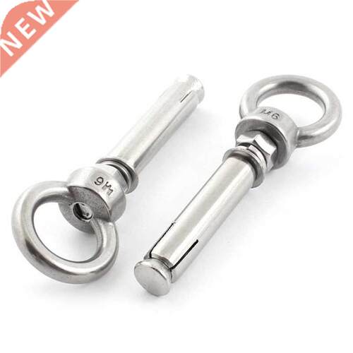 2Pcs Raw Style Shield Anchor Eye Bolts M6 x 82mm,Silver