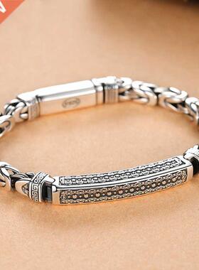 RetroSen New Silver Jewelry Men's Bracelet Personality Peace