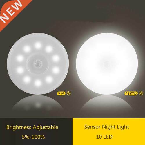 PIR Motion Sensor LED Night Light USB Rechargeable Dimmable