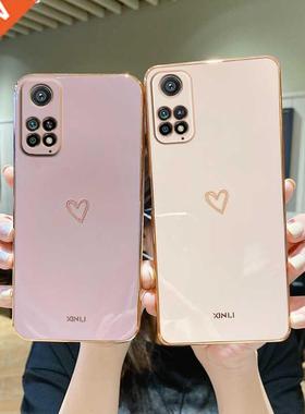 Square Plating Love Heart Phone Case On For Xiaomi Redmi Not