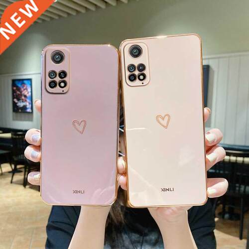 Square Plating Love Heart Phone Case On For Xiaomi Redmi Not