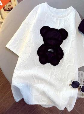 Women's T-shirts Harajuku Girls Plus Size ops Letter Jacquar