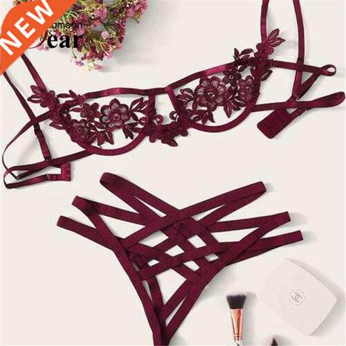 Comeondear Lace Bra Set Straps Women's Underwear Set Hollow