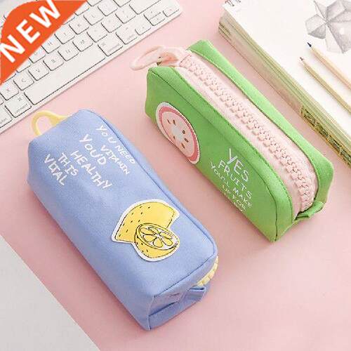 1pcs Big Zipper Fruit Pencil Case Cute Canvas Pencil Bag