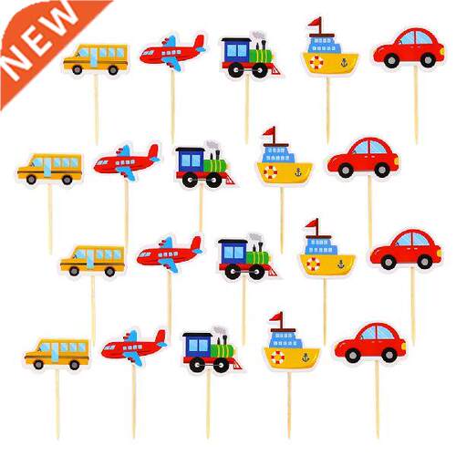 20Pcs Transportation Lovely Cartoon Car Cake Picks Fruit