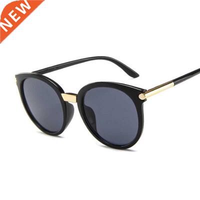 Vintage Black Round Sunglasses Woman Fashion Cat Eye Design