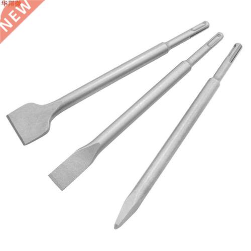 3pcs Electric Hammer Chisel Round Handle Pointed Flat Chisel