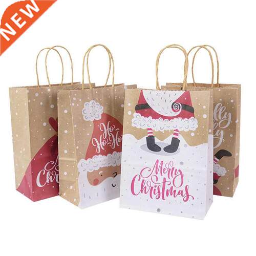21cm Large Christmas Gift Bags 5 Pieces Kraft Paper Bag for