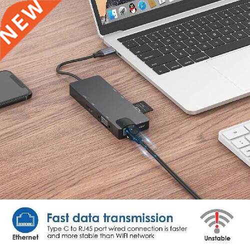 8 In 1 USB C Hub Adapter USB To HDMI 3.0 Hub Card Reader