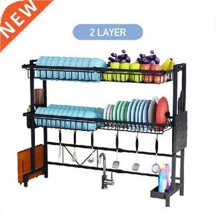 1/2Tier Multi-use Stainless Steel Dishes Rack Dual Sink