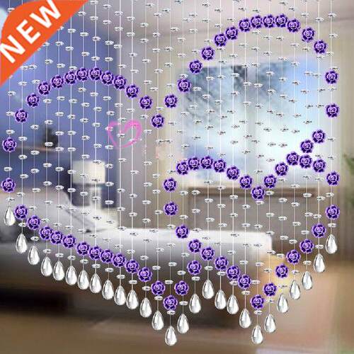Multi-colored Double Heart Shape Glass Crystal Bead Curtain