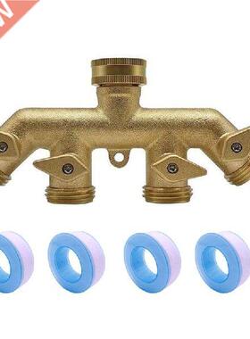 /4 Inch Solid Brass Garden Hose Adapter 4 Way Tap