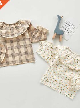 Adorable newborn baby girls blouse Spring autumn floral/plai