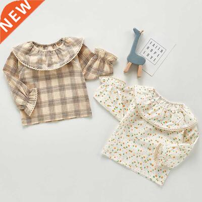 Adorable newborn baby girls blouse Spring autumn floral/plai