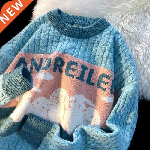 Cute Cartoon Rabbit Y2k Harajuku Kawaii Retro Cute Round Nec