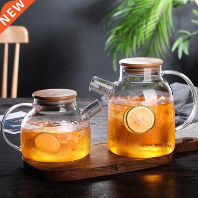 1L/1.6L Glass Teapot Heat Resistant Flower Kettle Water Jug