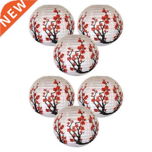 Set Of 6 Red Sakura(Cherry)Flowers White Color