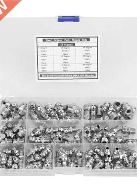 115Pcs Steel Grease Zerk Nipple Fitting Anti-Corrosion Anti-