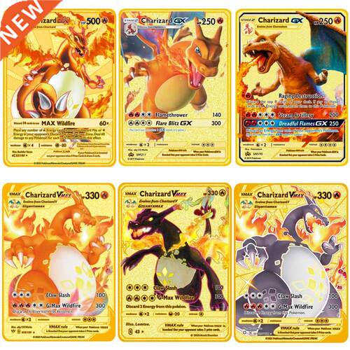 NEW Pokemon Cards Metal Card V Card PIKACHU Charizard Golden