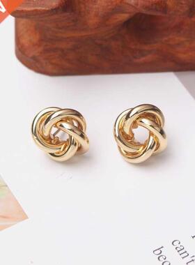ZA Small Metal Knot Twist Stud Earrings Women Geometric Stat