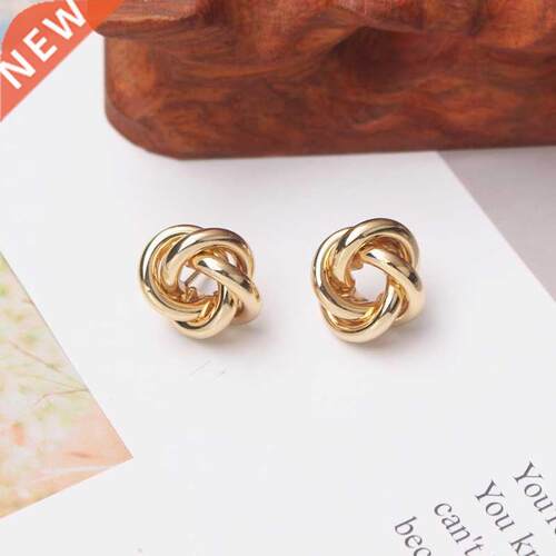 ZA Small Metal Knot Twist Stud Earrings Women Geometric Stat