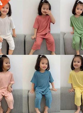 1-6 Yeas Solid Colo Baby Clothes Set Summe Modal Newbon