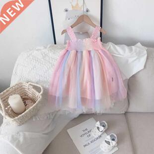 Baby Girl Summer Dress Rainbow Mesh Tutu Dress Toddle Cute P
