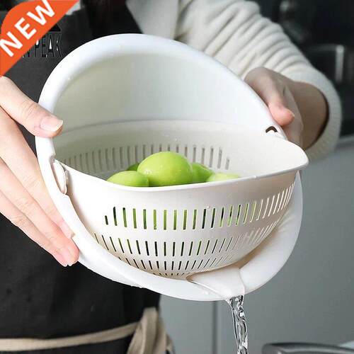 Kitchen Silicone Double Drain Basket Bowl Washing Storage Ba