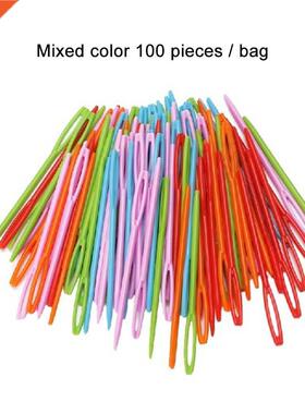 100pcs/set 9cm Plastic Sewing Needles 适用于 Kids Craft and
