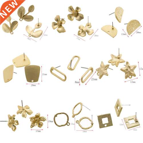 10Pcs DIY Earrings Setting Matt Golden Square Hollow Star St