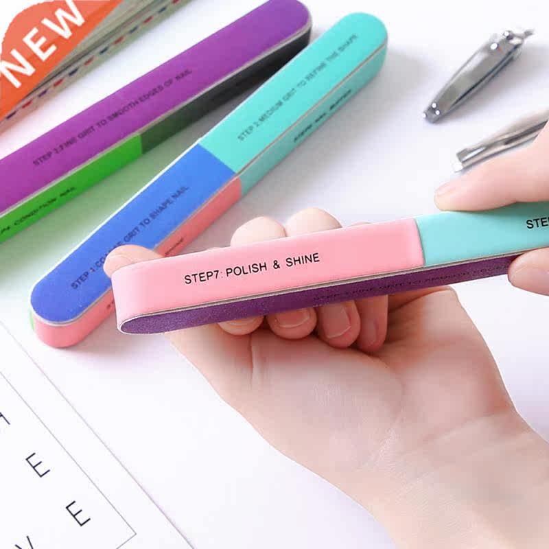 1Pc Nail Buffer Block Nail Art Colorful Frosted Six sided M图片