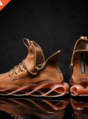 Men's Running Shoes Waterproof Leather Sneakers Unique Blade