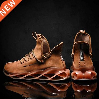 Men's Running Shoes Waterproof Leather Sneakers Unique Blade
