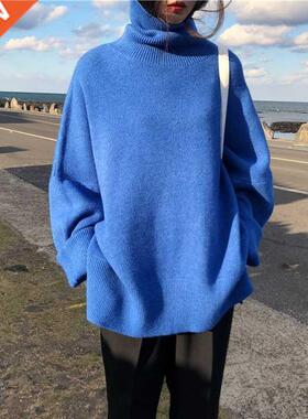 2022 Turtleneck Collar Sweater Women Spring Autumn Solid Kni