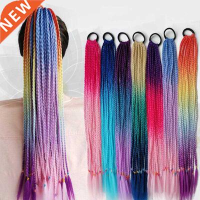 Hair Color Grient Dirty Braided tail Women Elastic Hair Ba