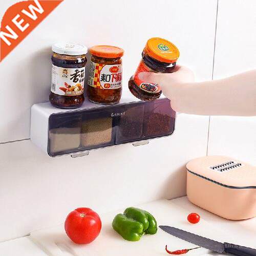 Kitchen Wall-mounted Seasoning Box Salt Pepper Spice Rack