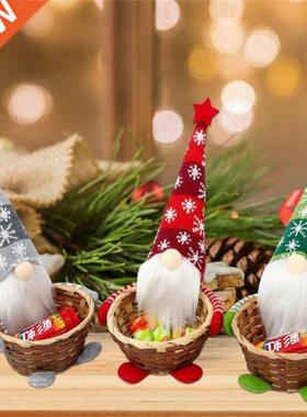 Faceless Gnome Candy Basket Merry Christmas Decor Gift Packa
