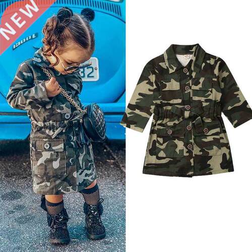 1-6Y Toddlers Girls Jacket Long Sleeve Lapel nch Casual Camo