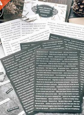 8Sheets Black White Words Phrase Stickers Scrapbooking Mater