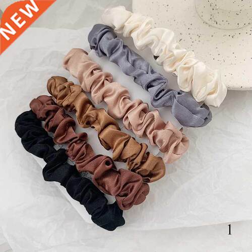 1 Set Satin Silk Solid Color Scrunchies Elastic Hair ands N