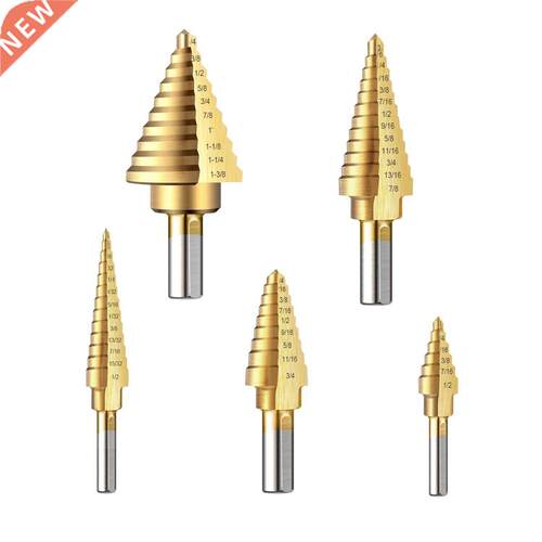 Step Drill Bit Set, Titanium Coated HSS Step Cone Drill Bits