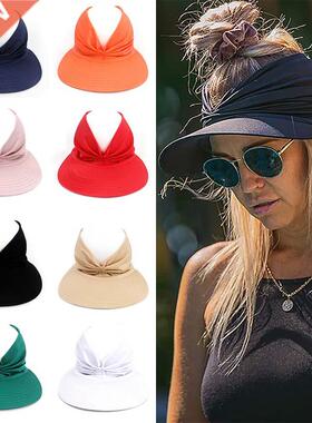 Women Summer Sun-proof Hats Wide-brimmed Solid Color Visor H