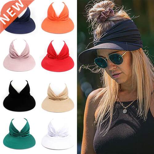 Women Summer Sun-proof Hats Wide-brimmed Solid Color Visor H